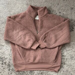 Aerie Cozy Mauve Sherpa Pullover Jacket